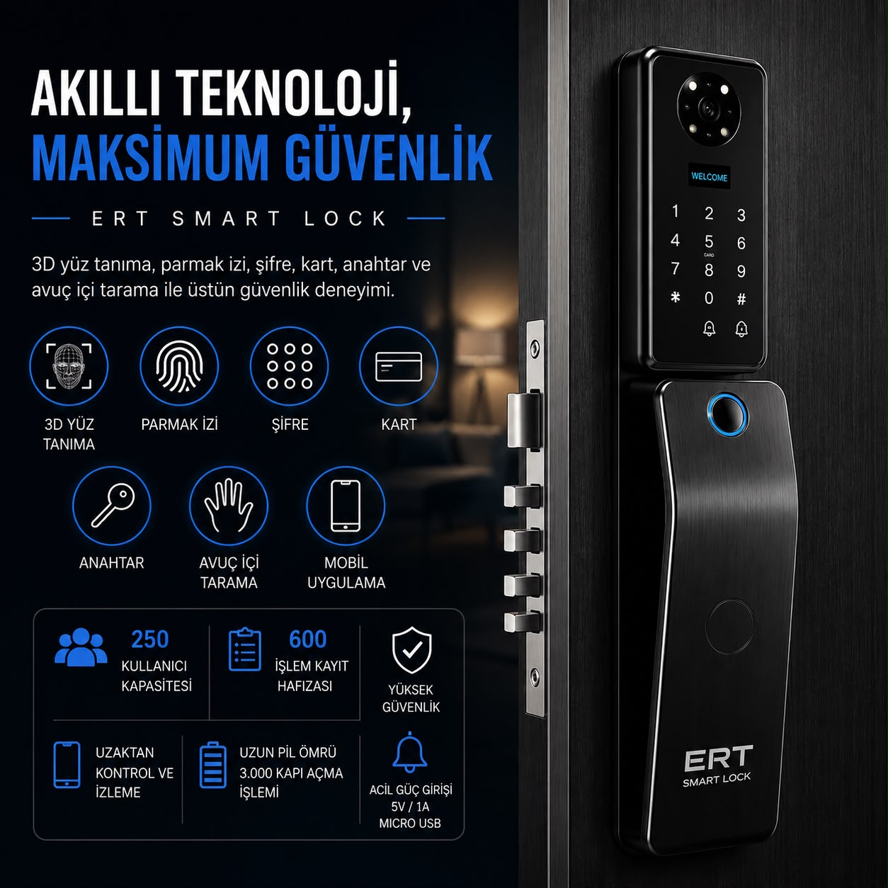 Parmak İzi Şifre ve Kart ile Çoklu Erişim