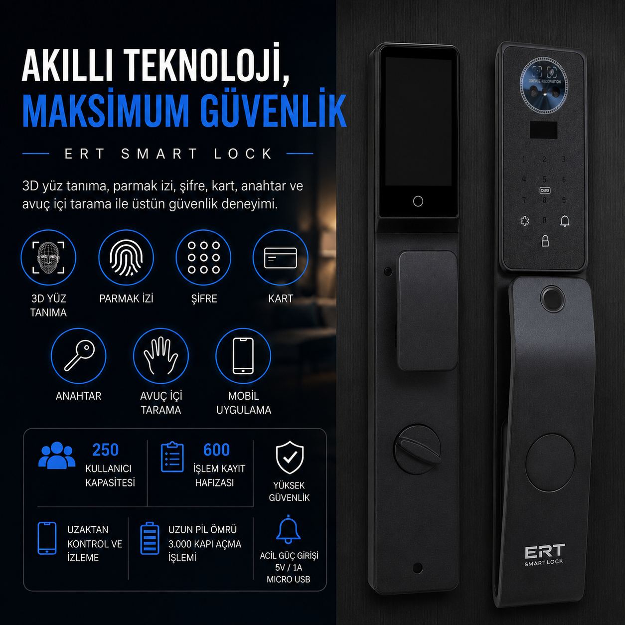 Parmak İzi Şifre ve Kart ile Çoklu Erişim
